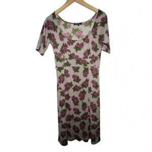 Rare Betsey Johnson Vintage Rose Knit Sweater Dress – Wool Blend – Size L